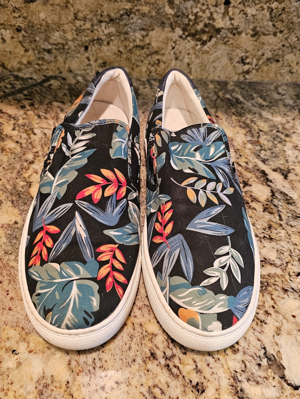 J. Crew Men’s Black Floral Slip-On Loafers